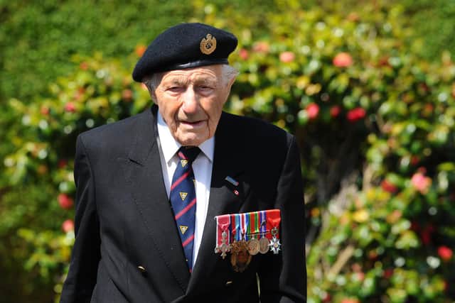 D-Day veteran Ron Cross MBE 
Picture: Sarah Standing (070520-1483)