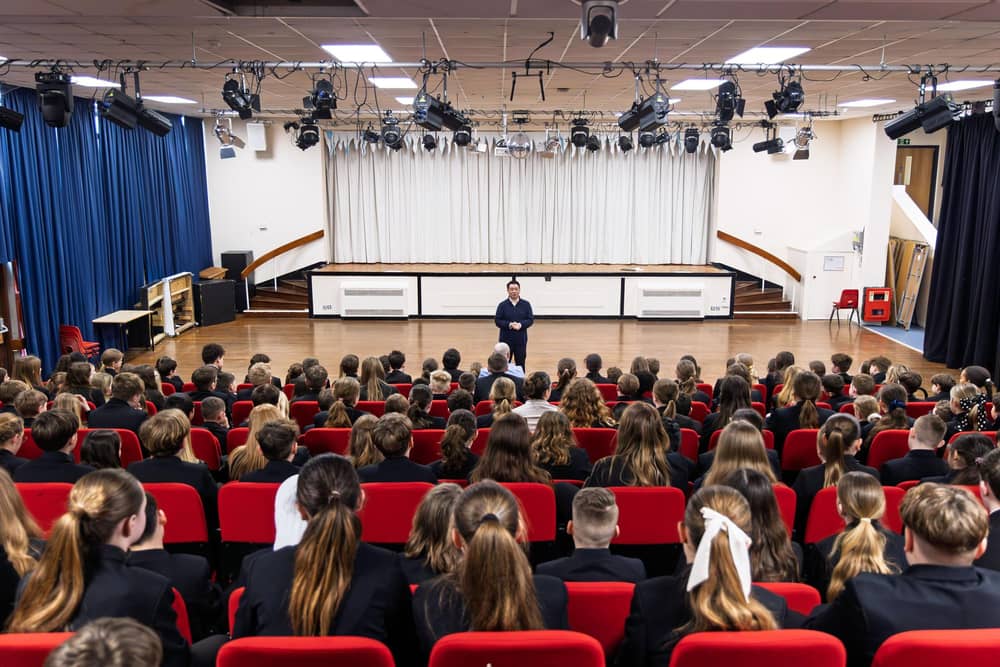 Alan Mak, MP talks to Purbrook Park Year 7 pupils