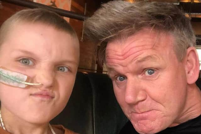 Sophie Fairall pictured with celebrity chef Gordon Ramsay during a special event as part of her 'bucket list'. Photo: Instagram/Sophies_Sarcoma_Journey