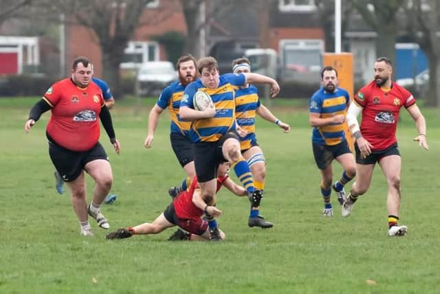 Jordan Carter gets away from a tackle in Gosport & Fareham's win over Eastleigh 2nds Picture: Martin Burnett