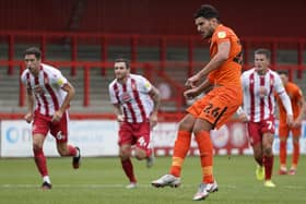 Gareth Evans scores from the penalty spot against Stevenage on Saturday.  Picture: Jason Brown