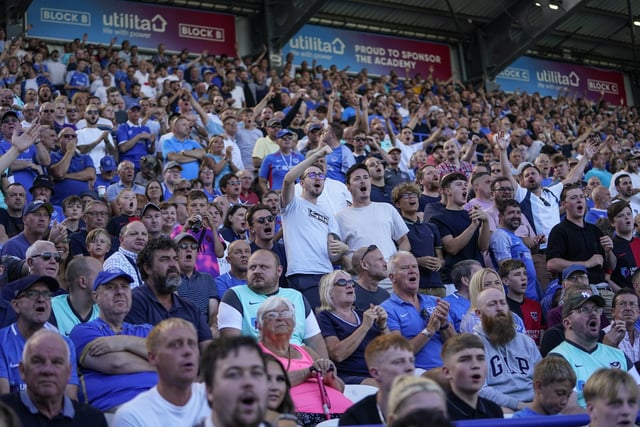 Fans in the Fratton End do their bit to encourage the Blues during Saturday's goalless draw against Lincoln.