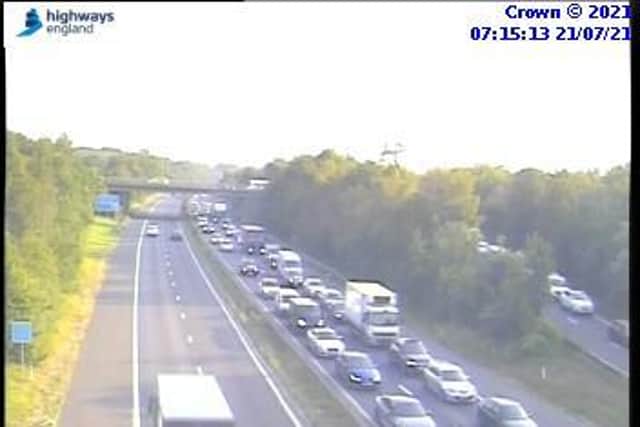 Congestion between Junction 5 and Junction 4 of the A3(M) can be seen on motorway CCTV. Picture: Highways England