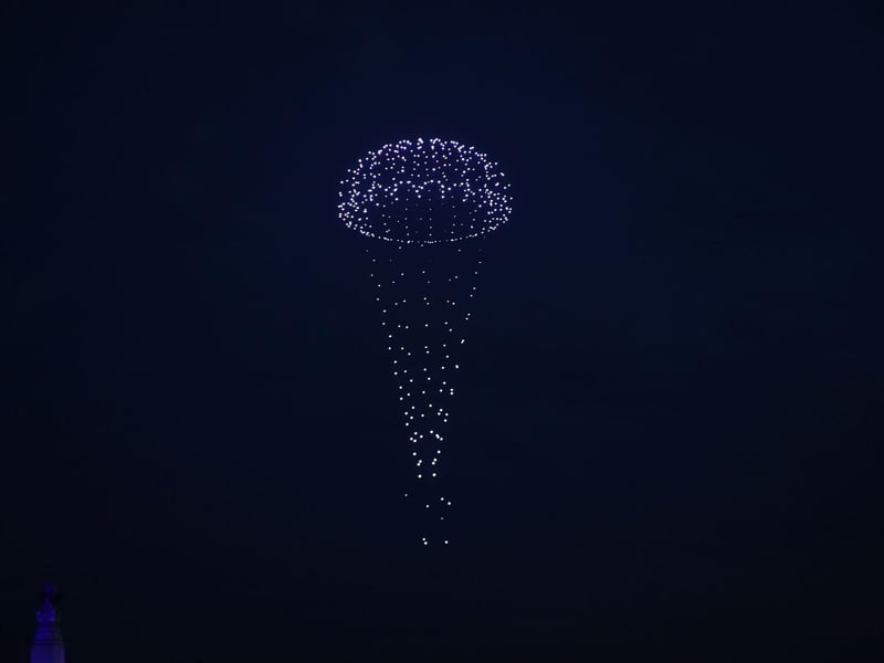 The drones recreated a parachute drop