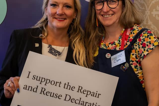 Amanda Martin MP & Clare Seek at the Houses of Parliament Repair Café