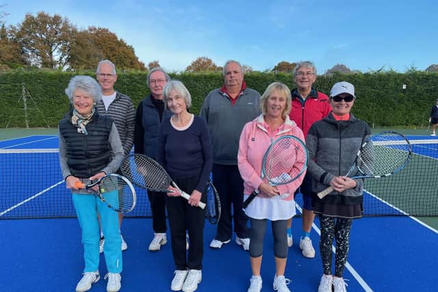 Rowlands Castle and Southsea mixed masters players, from left: Ann Clarke, Roger Castle, Ian Kemble, Sue Palmer , Neil Shelton , Helen Shelton, Richard Ainscow , Pauline Wilson
