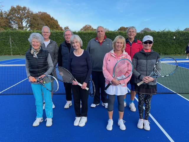 Rowlands Castle and Southsea mixed masters players, from left: Ann Clarke, Roger Castle, Ian Kemble, Sue Palmer , Neil Shelton , Helen Shelton, Richard Ainscow , Pauline Wilson