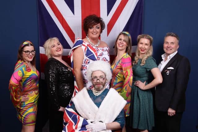 Miss G and her show team at the Jubilee themed fundraiser, Royal Maritime Club in Portsea. Picture: Snowden photography.