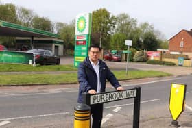 Havant MP Alan Mak in Purbrook Way, where resurfacing work will take place