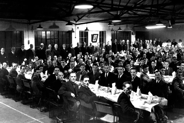 Here we see employees of  White and Newton furniture factory in Dunbar Road, Eastney at their Christmas dinner in 1948.Sent in by Tom Langford of Hambledon near Waterlooville, he is in the second row sixth from the right.