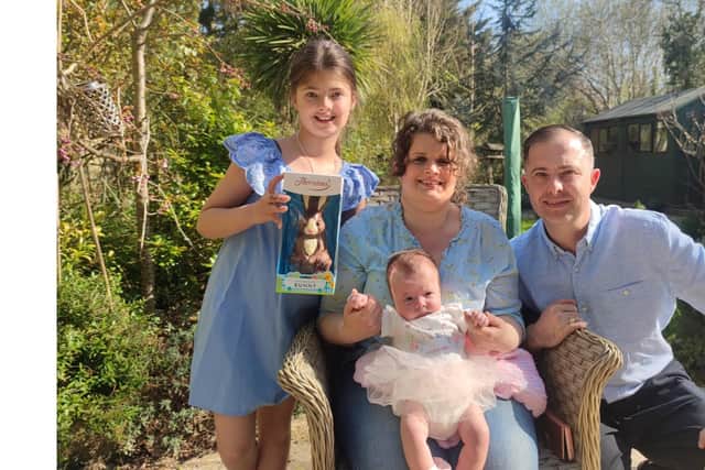 Louise Bowdery pictured with her husband Brendan and their children Scarlette and Avril.