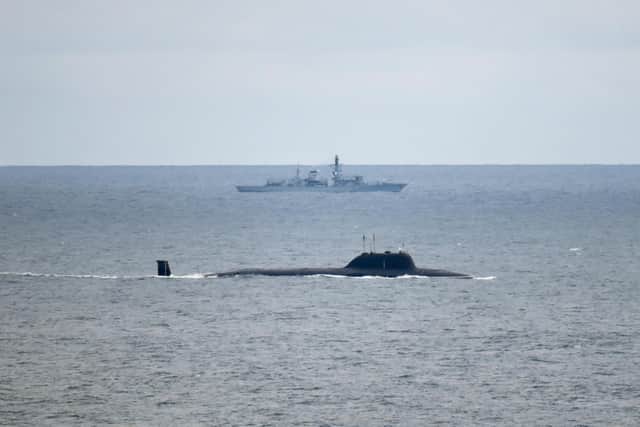 A Russian Severodvinsk-Class submarine, SEVERODVINSK surfaced north west of Bergen, Norway. It transited down the coast of Norway.
HMS Portland was on the scene when she surfaced, and escorted the submarine before handing over to Norwegian coastguard and NATO units.