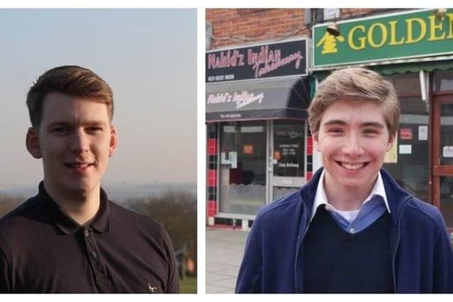 Labour's Dominic Martin, 22, left, and Conservative Harry Davis, 18, are standing in the Fareham Borough Council elections representing Portchester West and East wards respectively.
