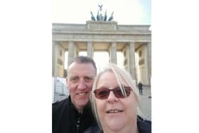 Kev Dixey, from Fareham, who died suddenly from a heart attack at the age of 50. Pictured with his partner, Kirstie Cooper during a visit to Berlin