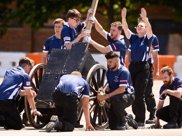 HMS Collingwood held the Junior Leaders Fieldgun Competition (JRFG) with teams from the RN and Army, Sea Cadets, BAE and UTC Colleges.
Pictured: BAE Systems
Picture: Keith Woodland