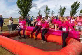 Getting dirty at the Pretty Muddy event. Picture: Mike Cooter (020722)
