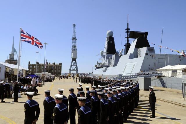 3rd June 2010. Commissioning Ceremony of HMS Dauntless, at Victoria Jetty, Her Majesty's Naval Base, Portsmouth.
Picture: Allan Hutchings (101720-725)