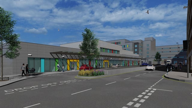 CGI of the new A&E at Queen Alexandra Hospital in Cosham