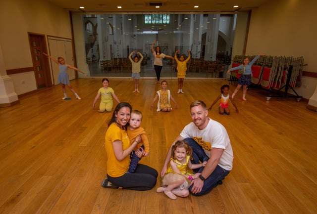 Lucy Daly and her husband, Lee and son, Cory 11 months and Alani 4 with dance academy students at Lucy Kate Star Academy, Fratton, Portsmouth on 18 June 2021
Picture: Habibur Rahman