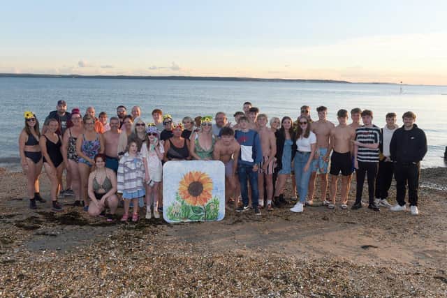 Sam Hope (43) from Lee-on-the-Solent, Elin's boyfriend of three years' mum, is now raising money for Lepra UK in memory of Elin by taking a dip in the ocean every day for a year. Her 200th dip took place on Friday, September 16, at Hill Head beach. 

Picture: Sarah Standing (160922-3382)