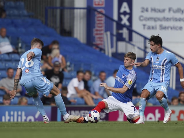Zak Swanson made his Fratton Park debut as a second-half substitute against Coventry Picture: Jason Brown/ProSportsImages