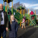 George Turner, along with Daughter Harriet opened the newly renovated recreation ground in memory of his late wife Verity Turner. Photos by Alex Shute