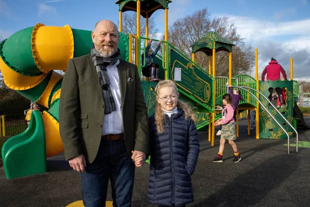 George Turner, along with Daughter Harriet opened the newly renovated recreation ground in memory of his late wife Verity Turner. Photos by Alex Shute