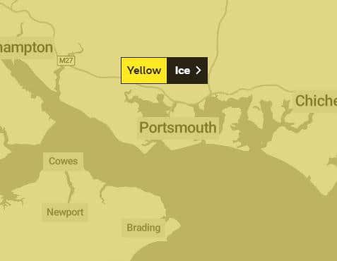 Yellow weather warning for ice has been issued for Portsmouth. Picture: Met Office