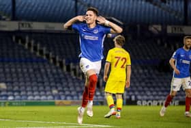 Pompey striker George Hirst believes he answered his critics tonight after scoring his first goal for the club.   Picture: Robin Jones/Digital South