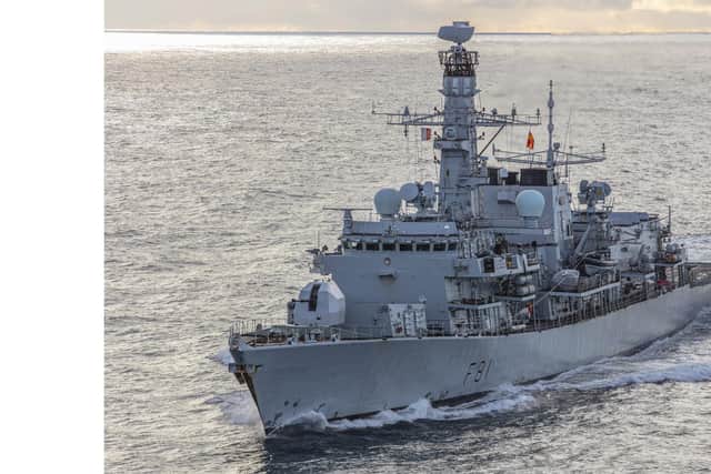 HMS Sutherland has been shadowing seven Russian ships alongside eight other Royal Navy vessels in UK waters