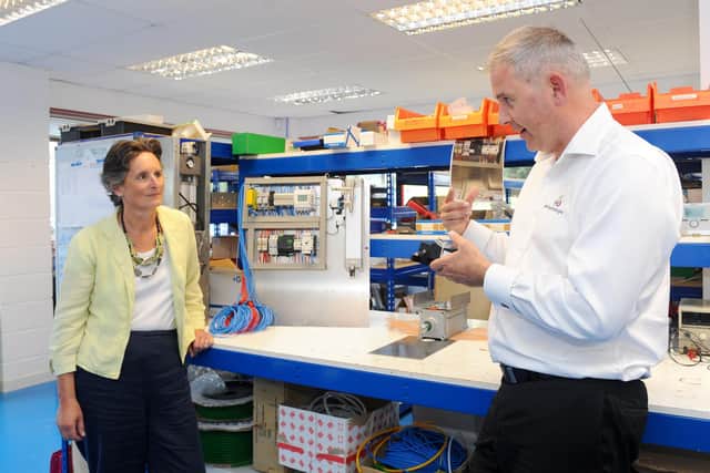 Flick Drummond, MP for Meon Valley with James Devereux, managing director of PSI Technologies.
Picture: Sarah Standing (040820-2023)