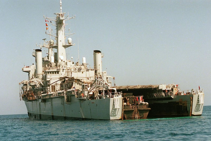 21st October 1999. HMS Fearless off the coast of Egypt during exercise Bright Star. Picture: Stuart de Castro