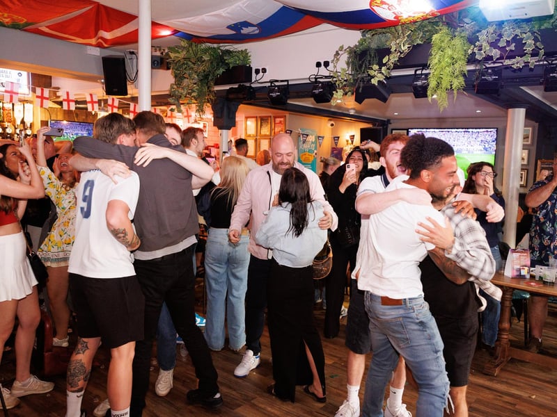 Jubilant scenes at the Lord John Russell. Picture: Marcin Jedrysiak