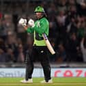 Southern Brave's Colin de Grandhomme celebrates victory against the Oval Invincibles. Picture: John Walton/PA Wire.