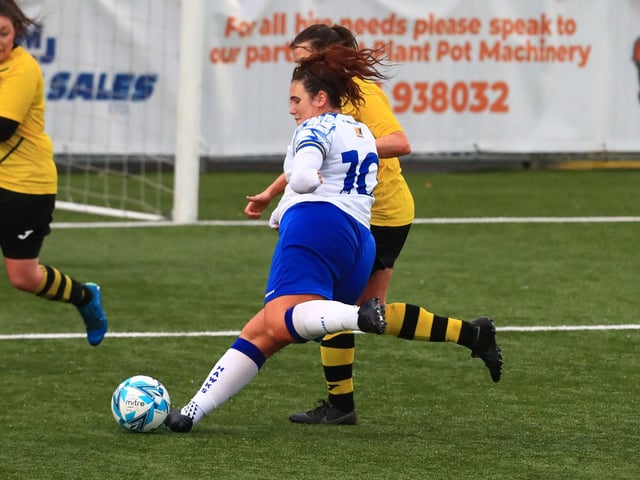 Chloe Dark scores her second goal. Picture by Dave Haines