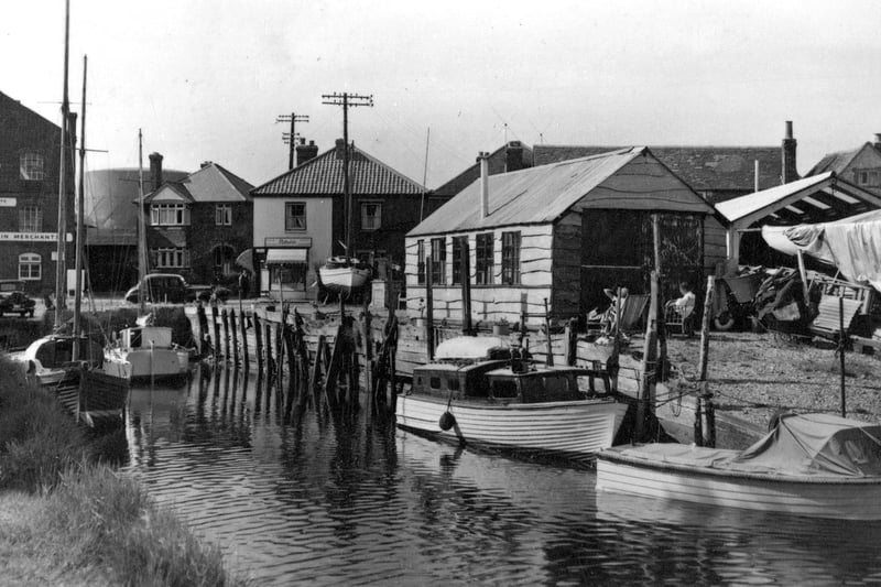 A view up the creek at Emsworth looking towards Queen Street circa 1950.