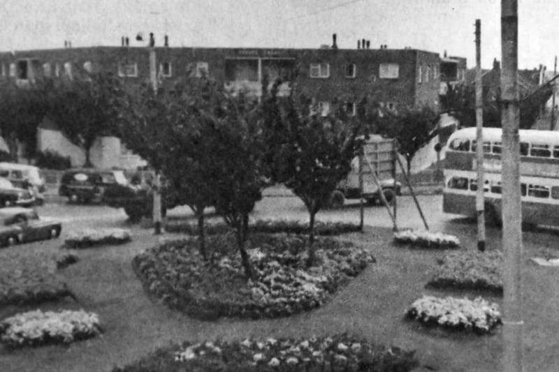 Taken from the footbridge at Hilsea, this is the scene outside the old News offices. Some of the confusion caused when the new roundabout opened over Portcreek. The flower-covered mini roundabout is now a concrete base.