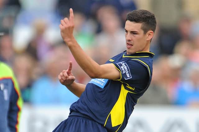 Chris Wood celebrates a List A wicket for Hampshire. Picture: Dave Vokes/LMI Photography