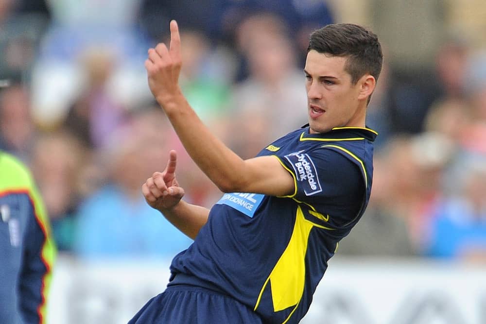Chris Wood celebrates a List A wicket for Hampshire. Picture: Dave Vokes/LMI Photography
