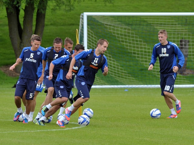 Pompey's first day of pre-season training under Michael Appleton in July 2012. Picture: Steve Reid (122332-683)