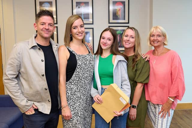 Pictured is in the centre Tallulah Bishop (age 16) with dad Dan, auntie Michaela, mum Anita and nan Julie. Michaela and Julie work at the school.
Picture: Vernon Nash