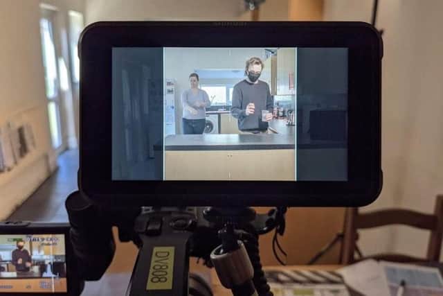 University students in the process of recording their videos about Tipner West.