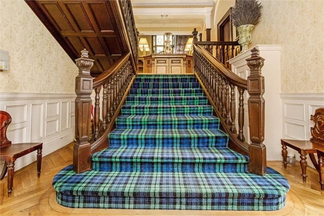 Staircase leading to apartments.