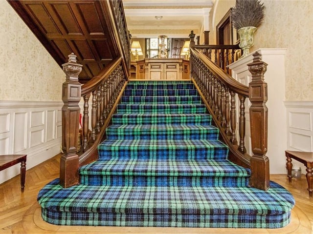 Staircase leading to apartments.