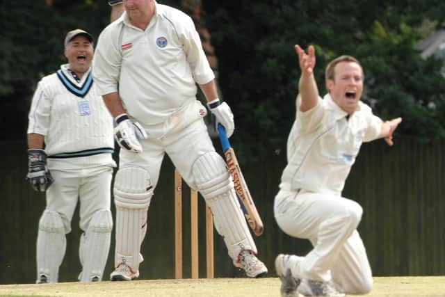 Hayling bowler Mike Hallett appeals for a wicket during a Hampshire Cricket League game. Will similar scenes be seen in recreational cricket in 2020? Picture: Mick Young