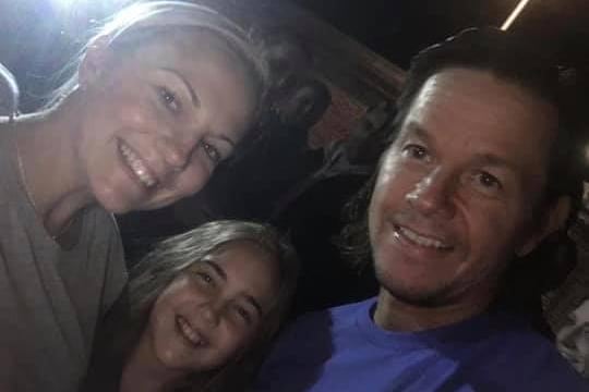 Amie Hoyle with actor Mark Wahlberg when he filmed Transformers in Gosport.