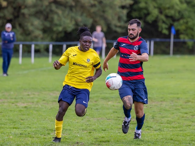 Paulsgrove (red/blue) v Baffins Milton Rovers Reserves. Picture: Mike Cooter