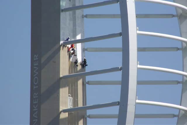 Work commences on repainting the Spinnaker Tower.

Picture: Tony Weaver
