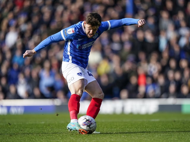 Callum Lang opens the scoring for Pompey against Oxford United. Picture: Jason Brown/ProSportsImages