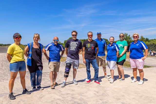 BMX legend Bob Haro with staff at the Gosport BMX club. Picture: Mike Cooter